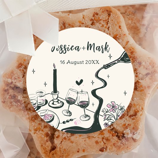 Flüchtige handgezeichnete Hochzeit Runder Aufkleber