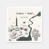 Flüchtige handgezeichnete Hochzeit Serviette (Vorderseite)