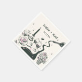 Flüchtige handgezeichnete Hochzeit Serviette (Ecke)