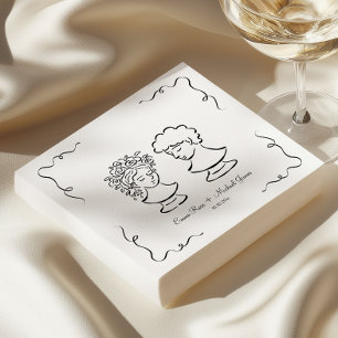 Flüchtige handgezeichnete Hochzeit Serviette