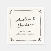 Flüchtige handgezeichnete Hochzeit Serviette (Vorderseite)