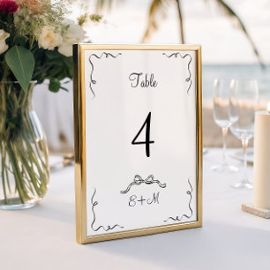 Flüchtige handgezeichnete Hochzeit Tischnummer