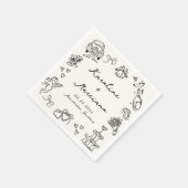 Flüchtige, handgezogene Hochzeitsdoodles Serviette (Ecke)