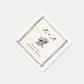 Flüchtige, handgezogene Hochzeitsdoodles Serviette (Ecke)