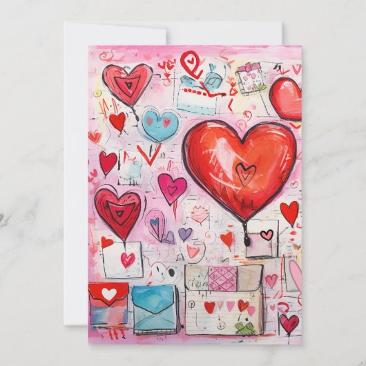 Flüchtige Herzen und Liebe Letters Muster Hochzeit Save The Date (Rückseite)