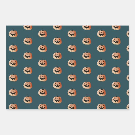 Flüchtige Hexe und Jack-o-Lanterns Halloween-Muste Geschenkpapier Set (Vorderseite 3)