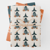 Flüchtige Hexe und Jack-o-Lanterns Halloween-Muste Geschenkpapier Set (Beispiel)