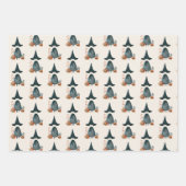 Flüchtige Hexe und Jack-o-Lanterns Halloween-Muste Geschenkpapier Set (Vorderseite)