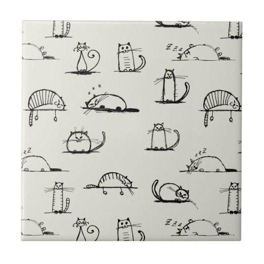 Flüchtige Katzen Fliese (Vorderseite)