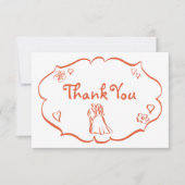 Flüchtige Retro Hand Drawn Sonnenuntergang Orange Dankeskarte (Vorderseite)