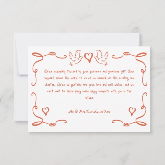 Flüchtige Retro Hand Drawn Sonnenuntergang Orange Dankeskarte (Rückseite)