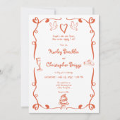 Flüchtige Retro Hand Drawn Sonnenuntergang Orange  Einladung (Vorderseite)