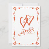 Flüchtige Retro Hand Drawn Sonnenuntergang Orange  Einladung (Rückseite)