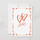 Flüchtige Retro Hand Drawn Sonnenuntergang Orange Save The Date (Rückseite)