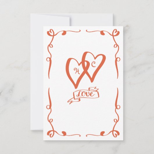 Flüchtige Retro Hand Drawn Sonnenuntergang Orange Save The Date (Rückseite)