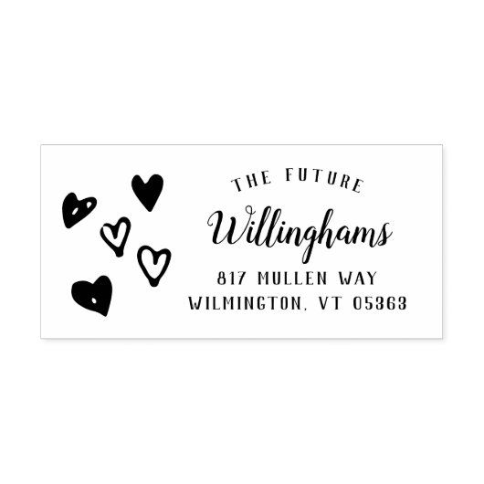 Flüchtige, von Hand gezogene Herzen | Hochzeit Permastempel (Design)