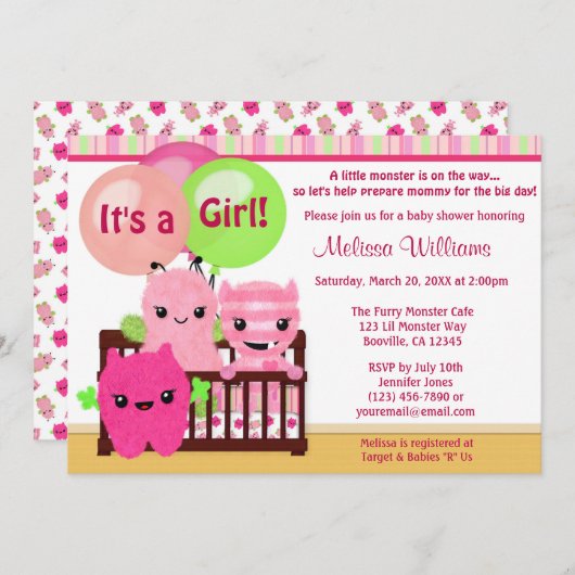 Flüchtiger Blick eine Boo MONSTER Einladung (Vorne/Hinten)