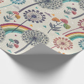 Flüchtiger Regenbogen und botanische Lüster Geschenkpapier (Ecke)