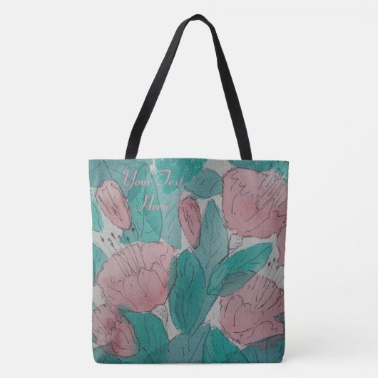 flüchtiges contempory Blumenmusterrosa und -GRÜN Tasche (Vorderseite)