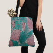 flüchtiges contempory Blumenmusterrosa und -GRÜN Tasche (Von Nahem)