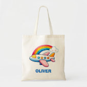 Flüchtiges Flugzeug mit Regenbogen Tragetasche (Vorne)