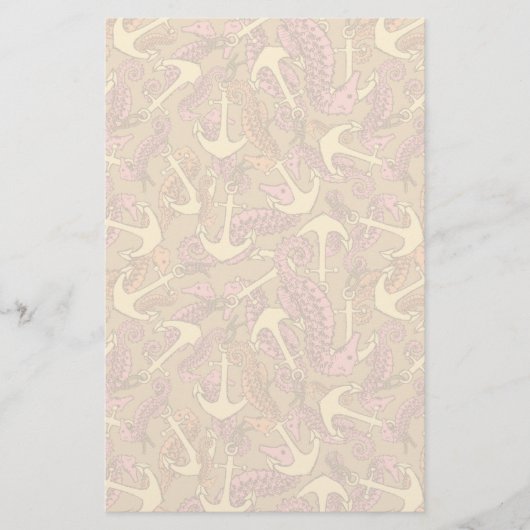 Flüchtiges Seepferd-und Anker-Muster Briefpapier (Vorderseite)