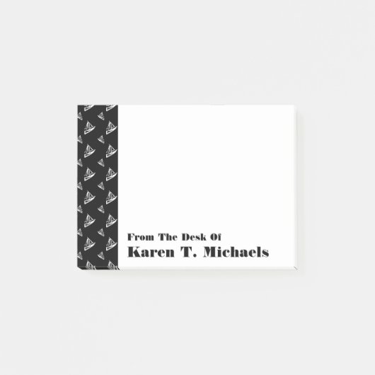 Flüchtiges Segelboot-Muster | addieren Ihren Namen Post-it Klebezettel (Vorderseite)