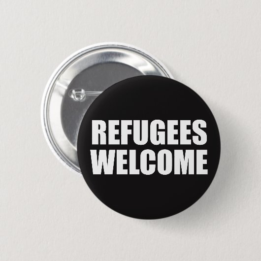 Flüchtlinge begrüßen Abzeichen-Buttonknopf Button (Vorne & Hinten)