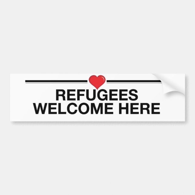 Flüchtlinge begrüßen hier autoaufkleber (Vorne)