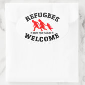 Flüchtlinge begrüßen Ihre Familien Ovaler Aufkleber (Tasche)
