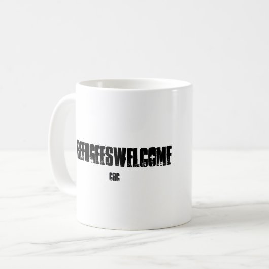 Flüchtlinge begrüßen Tasse (Vorderseite Links)