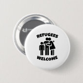 Flüchtlinge willkommen button (Vorne & Hinten)