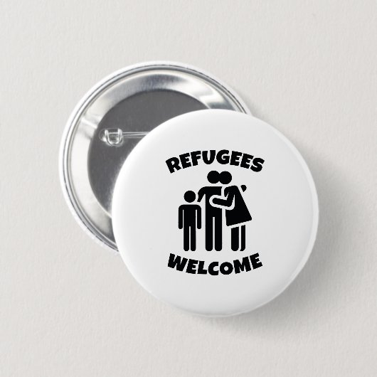 Flüchtlinge willkommen button (Vorne & Hinten)