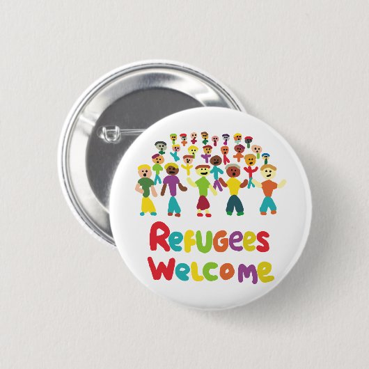 Flüchtlinge willkommen button (Vorne & Hinten)