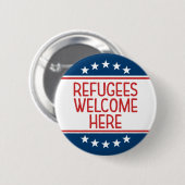 Flüchtlinge Willkommen hier - Anti Donald Trump Button (Vorne & Hinten)