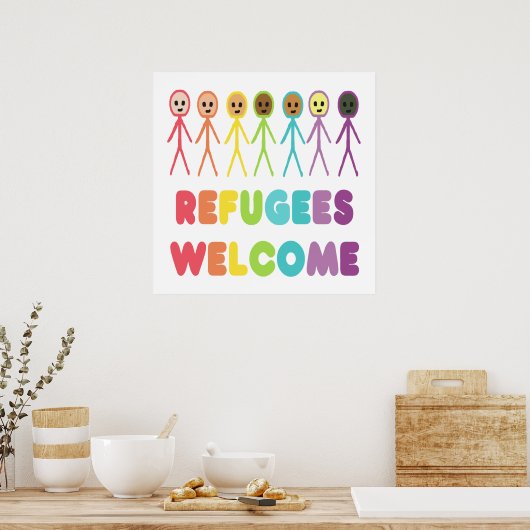 Flüchtlinge willkommen poster (Küche)