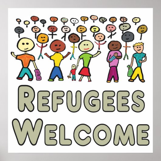 Flüchtlinge willkommen poster (Vorne)