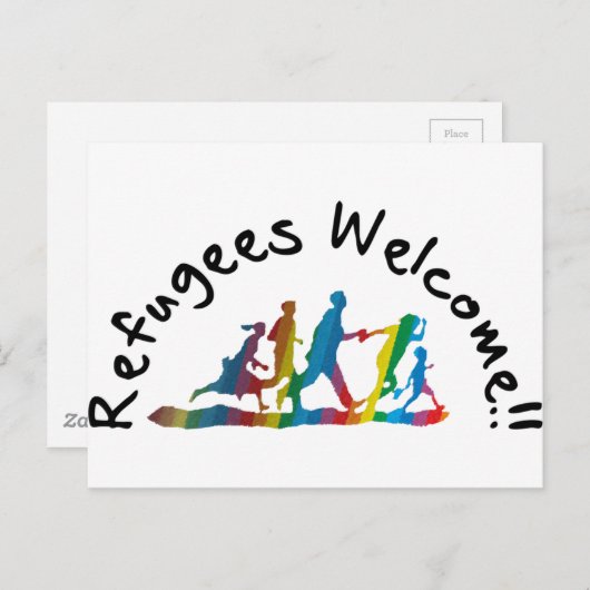 Flüchtlinge willkommen postkarte (Vorne/Hinten)