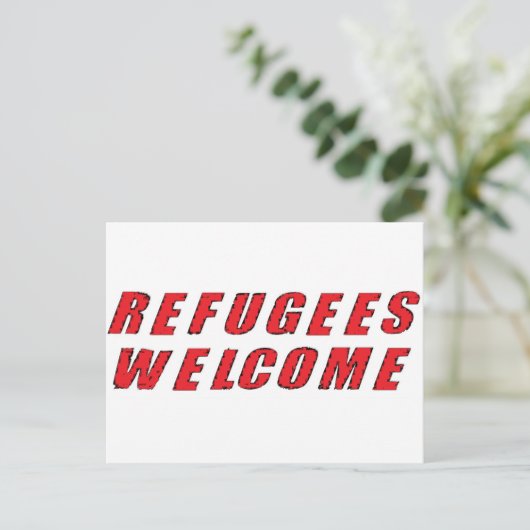 Flüchtlinge willkommen postkarte (Stehend Vorderseite)