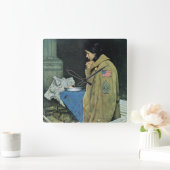 Flüchtlings-Erntedank Quadratische Wanduhr (Zuhause)