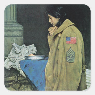 Flüchtlings-Erntedank Quadratischer Aufkleber