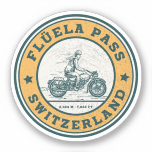 Flüela-Pass Schweizer-Alpen-Motorrad-Tour Aufkleber