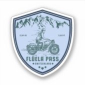 Flüela Pass Schweizer Alpen Motorradtour Aufkleber (Vorderseite)