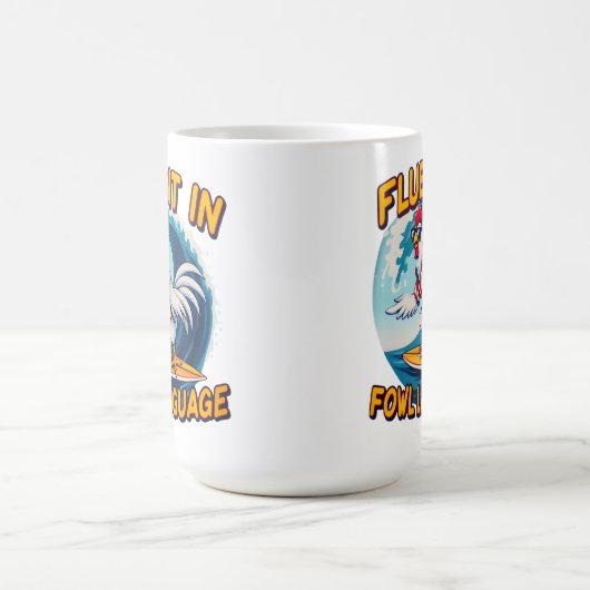 Fluent in der Fowl Language Rooster Riding The Sur Kaffeetasse (Mittel)