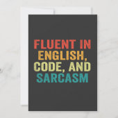 Fluent in English Code und Sarcasm Funny Coding Einladung (Vorderseite)