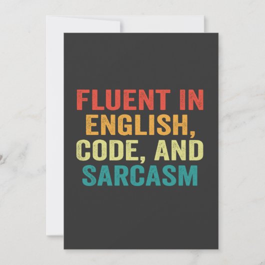 Fluent in English Code und Sarcasm Funny Coding Einladung (Vorderseite)