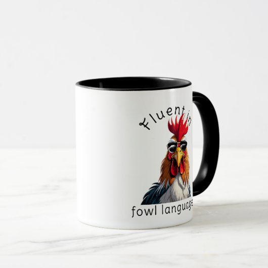 Fluent In Fowl Language Rooster Mug - Punny Gift Tasse (VorderseiteRechts)