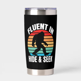 Fluent in Hide and Seek Funny Bigfoot Thermobecher