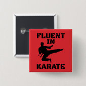 Fluent in Karate Funny Karate T - Shirt Button (Vorne & Hinten)