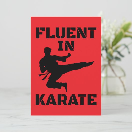 Fluent in Karate Funny Karate T - Shirt Einladung (Stehend Vorderseite)